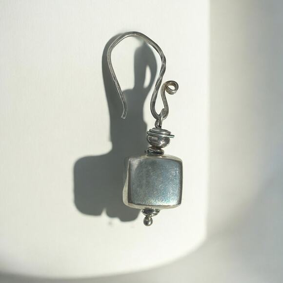 925 silver box dangle earrings - Picture 3 of 4